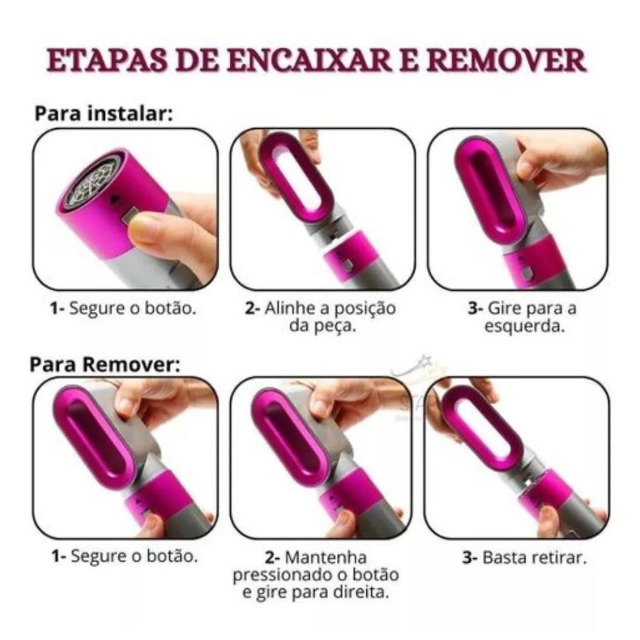 Miniatura Escova Modeladora 5 Em 1 Secador Cabelo Multifuncional 220V