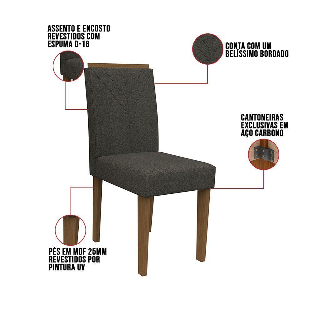 Kit 04 Cadeiras De Jantar Júlia Linho Cinza Ln03 D'rossi