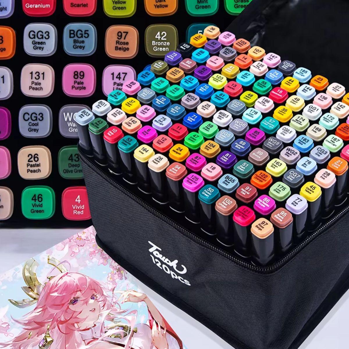 Miniatura Canetinhas Coloridas Escolar Ponta Dupla Estojo 120 Cores