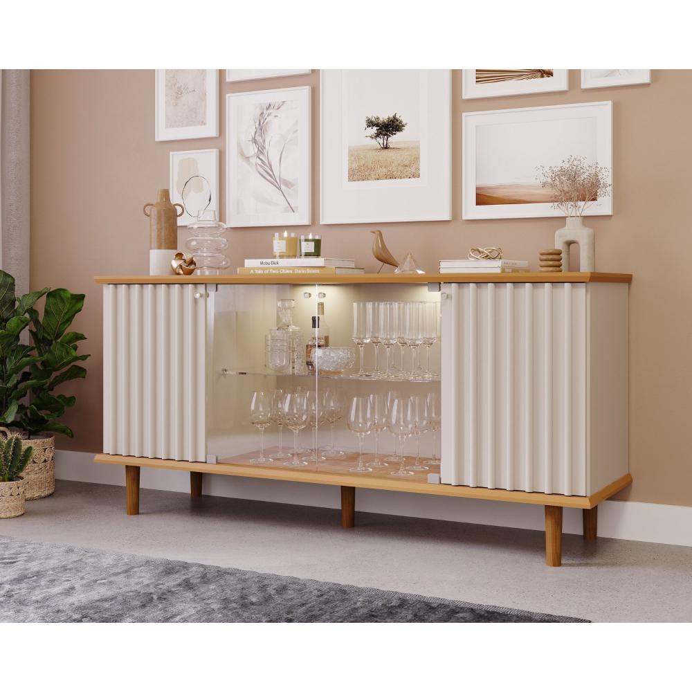 Miniatura Buffet para Sala de Jantar 4 Portas Janice Cimol Nature/Off White