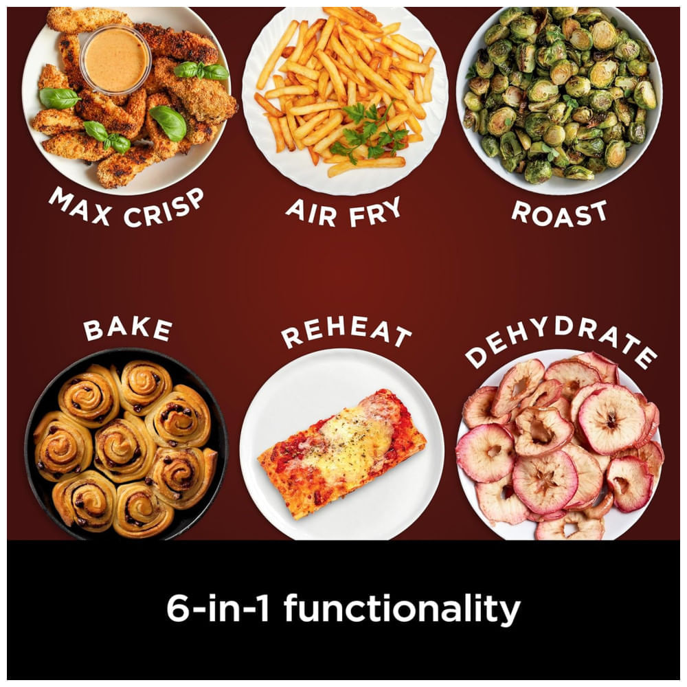 Miniatura Fritadeira Elétrica Air Fryer 6 em 1, 6,1L com Tela LED e Cesto Antiaderente, 110V 1750W, Ninja, Cinza 110v