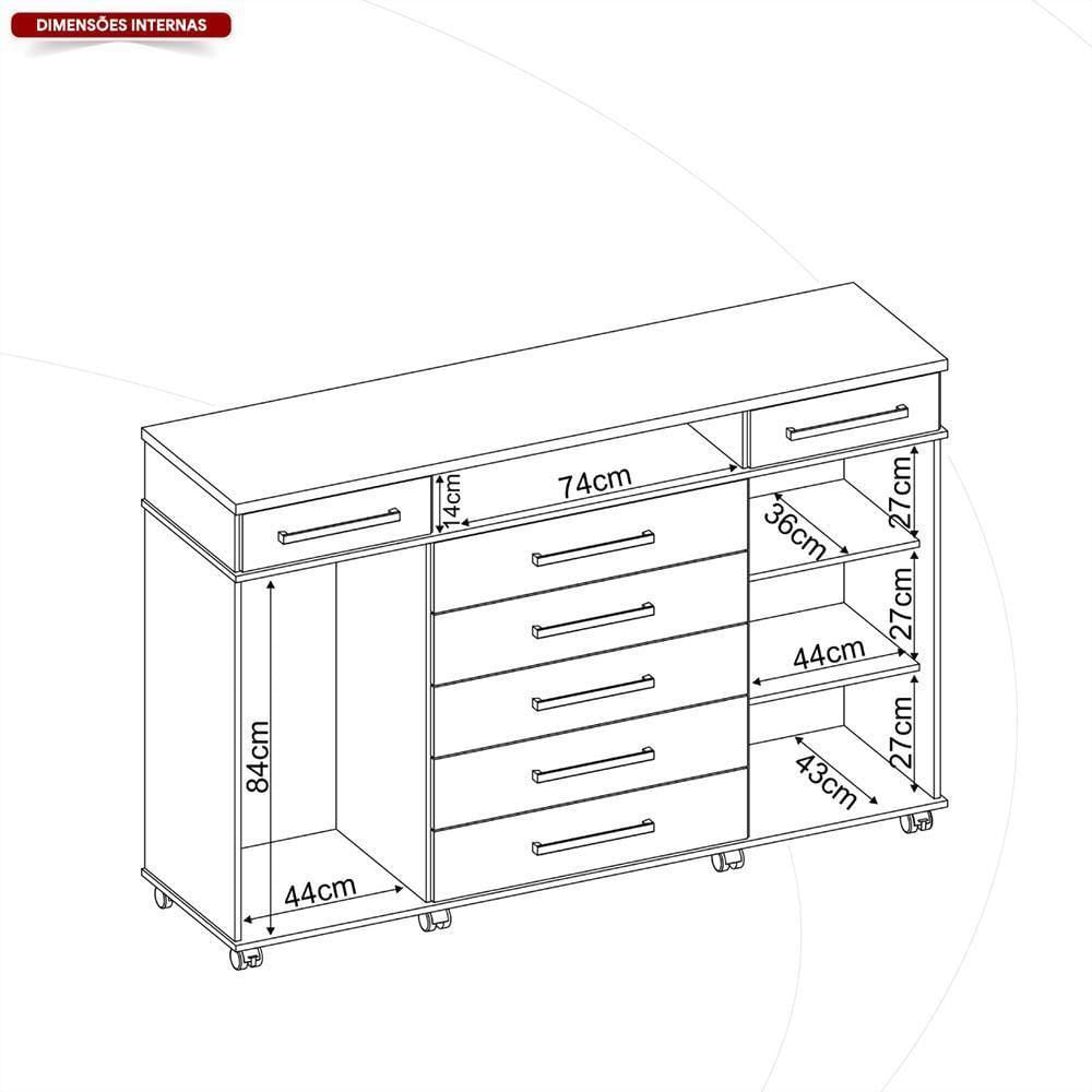 Miniatura Cômoda London 2 Portas E 7 Gavetas Branco - Demóbile Branco