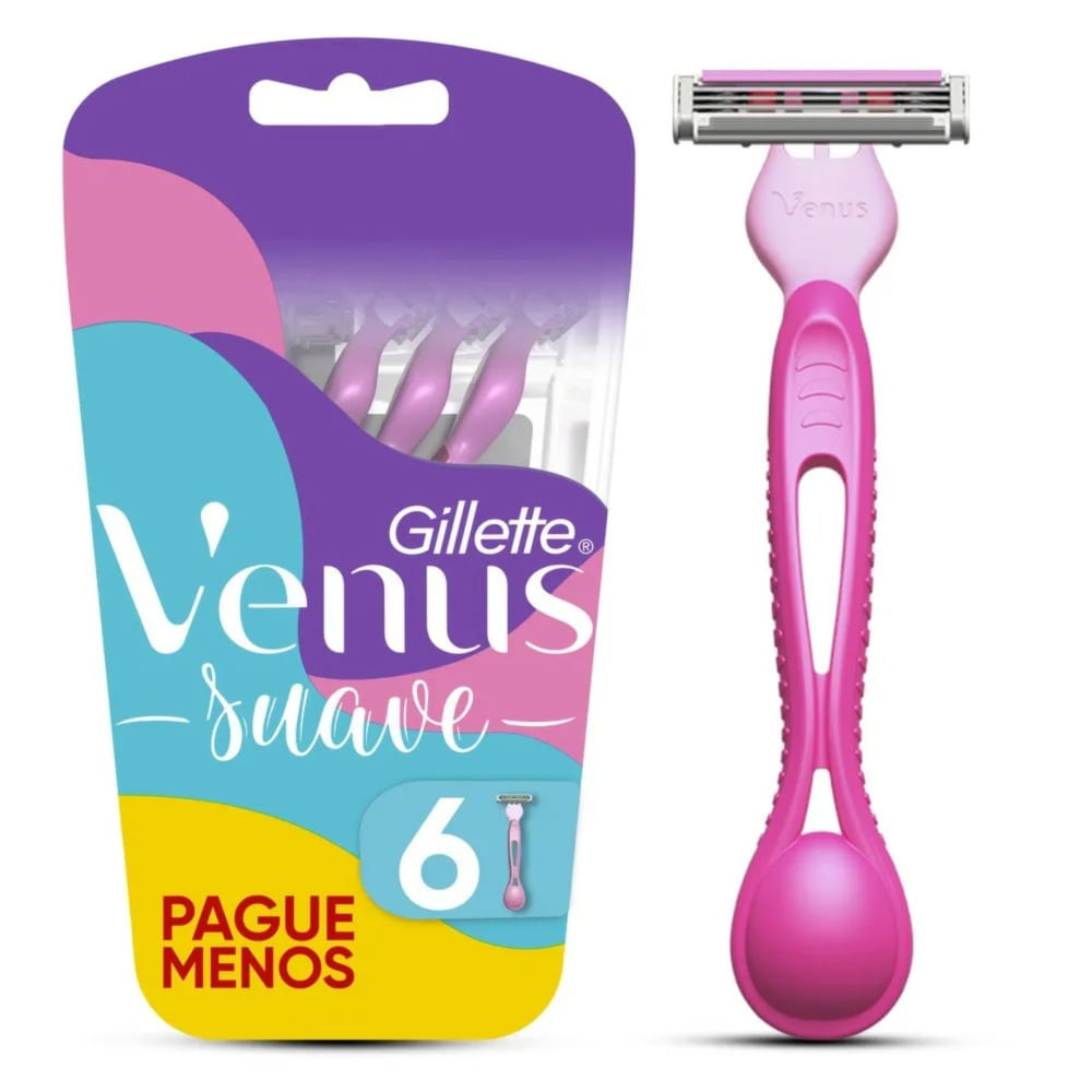 Miniatura Aparelho Depilatório Gillette Venus Suave Leve 6 Unidades Pague 5