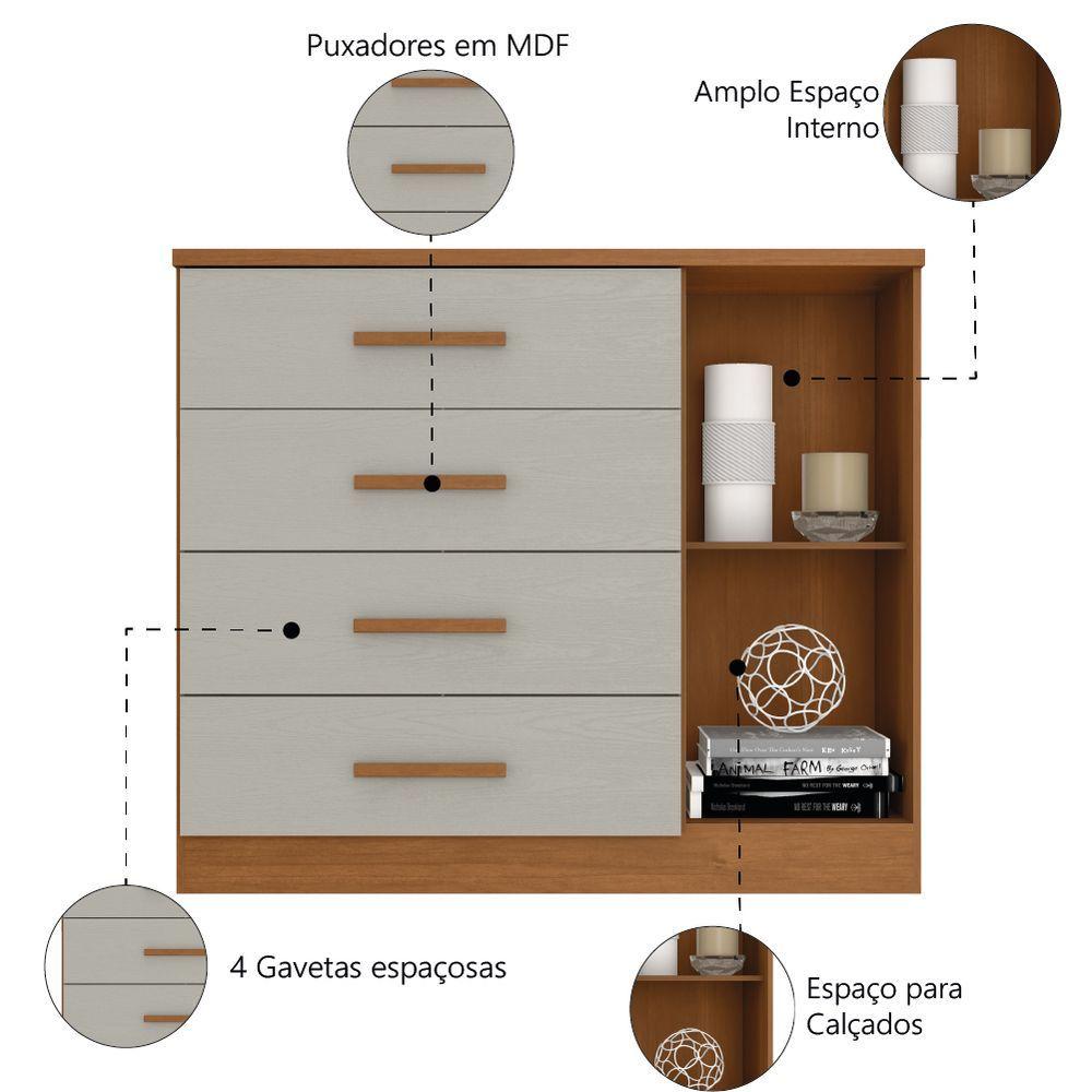 Miniatura Cômoda Sapateira 4 Gavetas 1 Porta Genova Plus Zanzini Madeira Off White