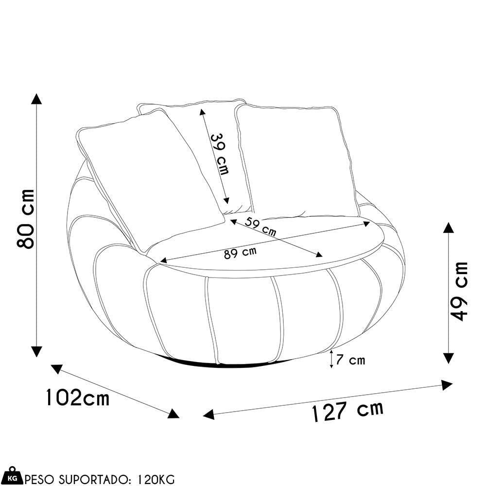 Poltrona Decorativa Redonda Giratória Com Almofadas Saphire M22 Sintético Caramelo - Mpozenato