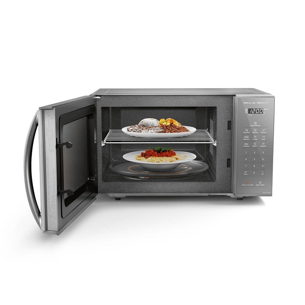 Miniatura Micro-ondas Panasonic Dupla Refeição 27L Prata - ST55LMRU 110V