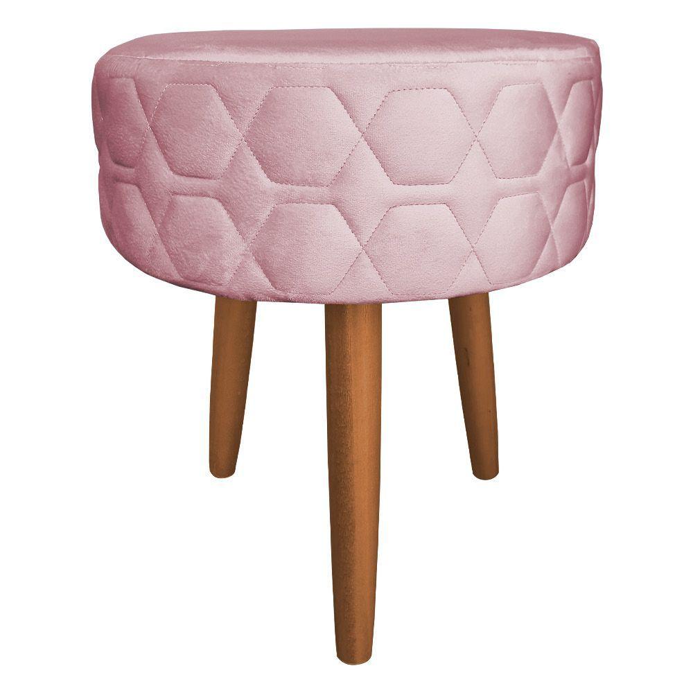 Miniatura Puff Banqueta Metalada 40cm Lilas Cor Rosa Claro