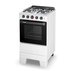 Fogão de Piso a Gás Esmaltec 4 Bocas Ideal Super Mesa Inox e Forno Limpa Fácil 50L - Branco