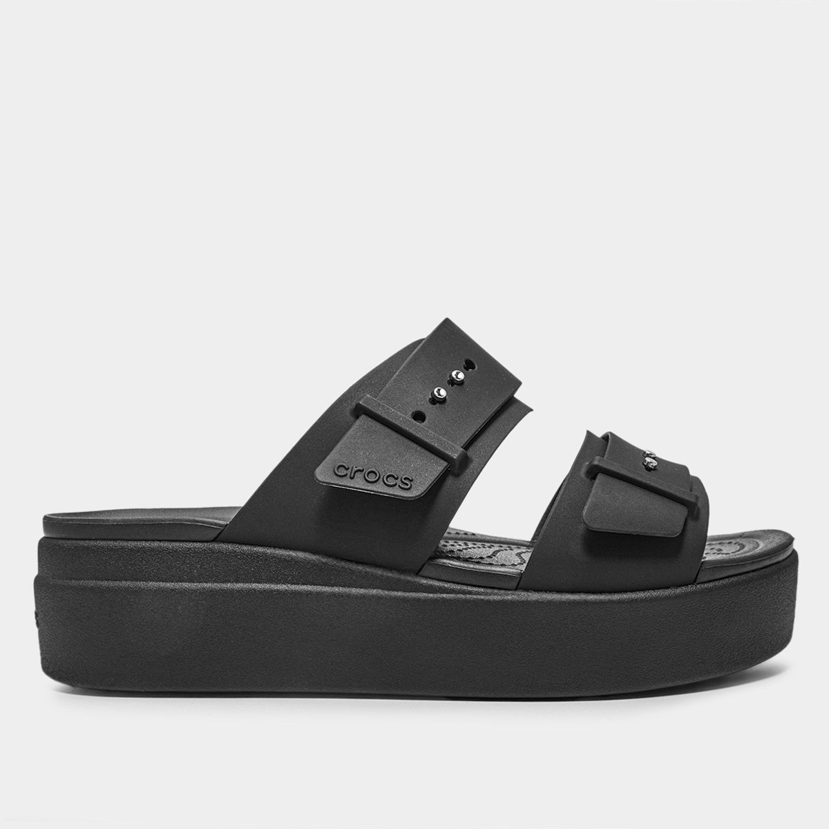 Miniatura Sandália Crocs Brooklyn Buckle LowWdg Feminina Preto - 35