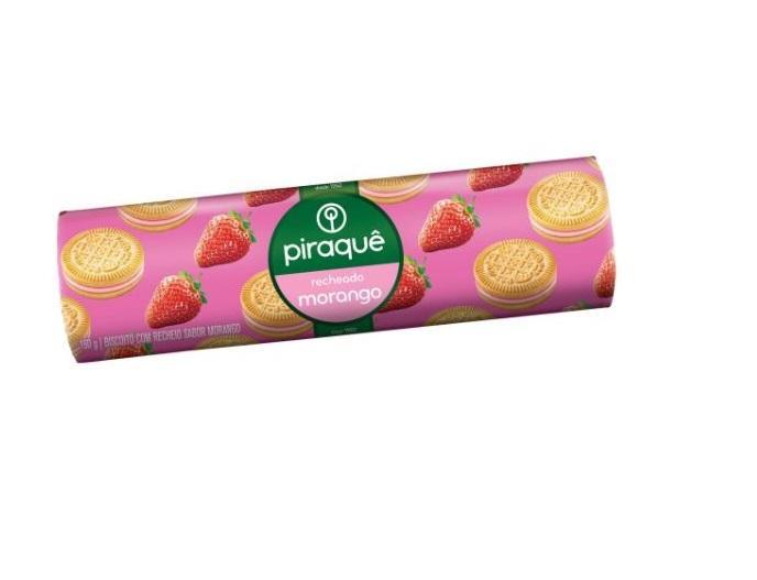 Miniatura Biscoito Piraquê Recheado Morango 160G- 20Un
