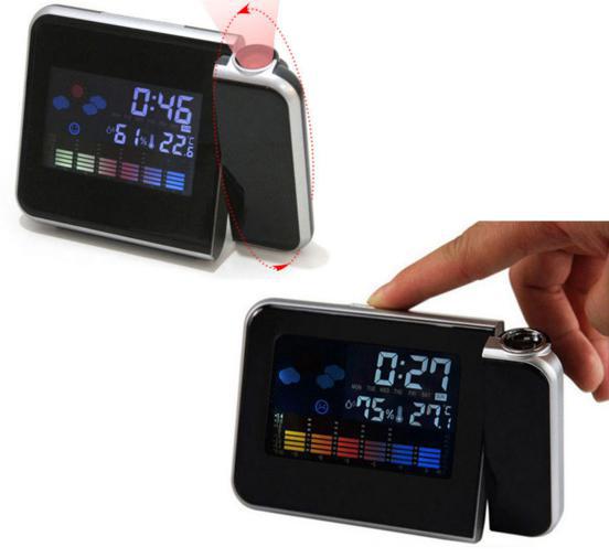 Miniatura Relógio Projetor De Hora Despertador Medidor Temperatura Led