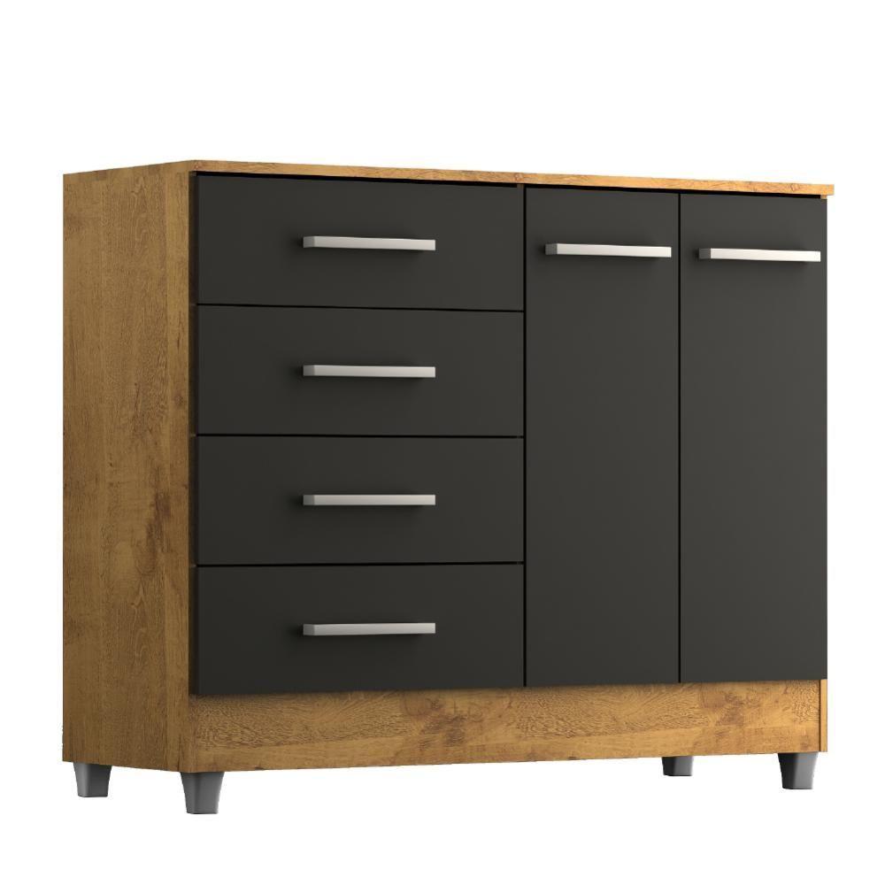 Cômoda Sapateira Gisele 2 Portas 4 Gavetas Castanho/Onix