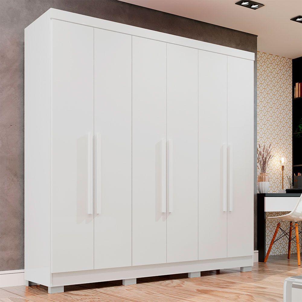 Miniatura Guarda-roupa Casal Com Pé 6 Portas 2 Gavetas Recife Sallêto Branco