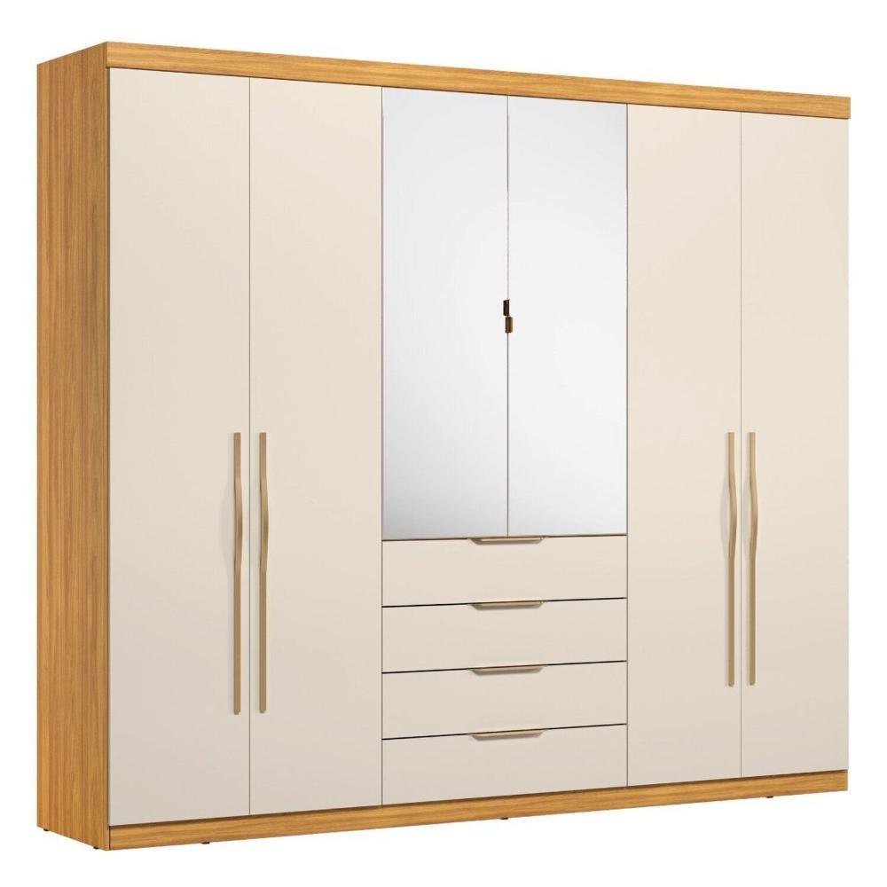 Guarda-roupa Casal 6 Portas Giardino Cinnamon/Off White