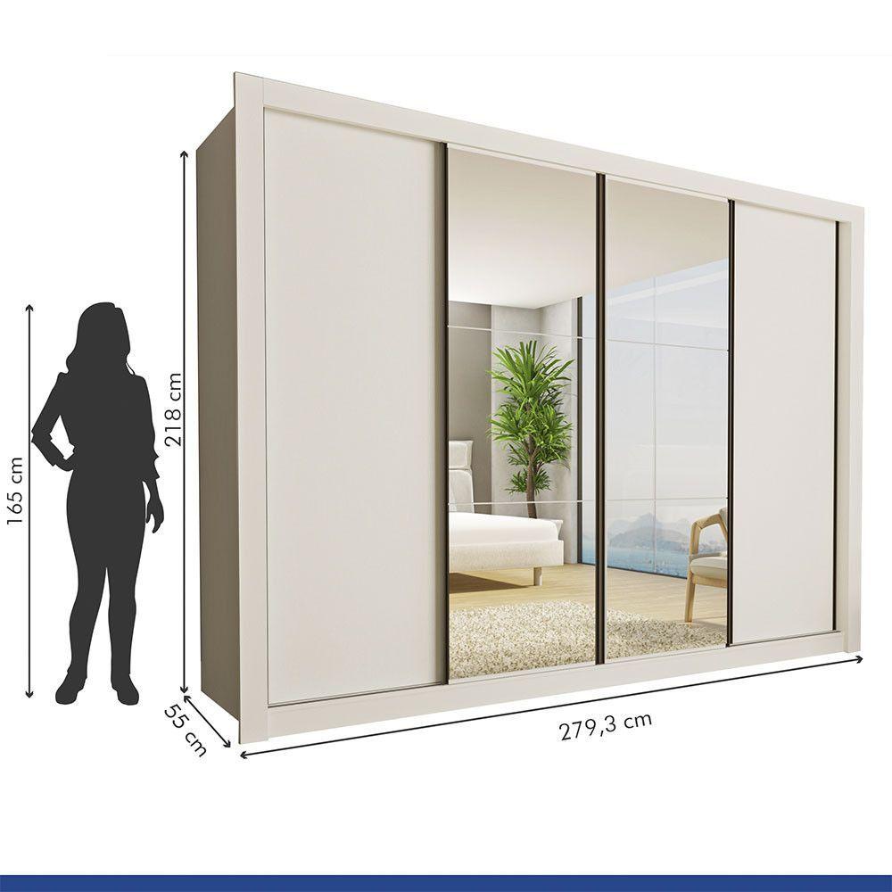 Miniatura Guarda Roupa Casal Firenze Com 6 Espelhos 4 Portas Minastex Branco