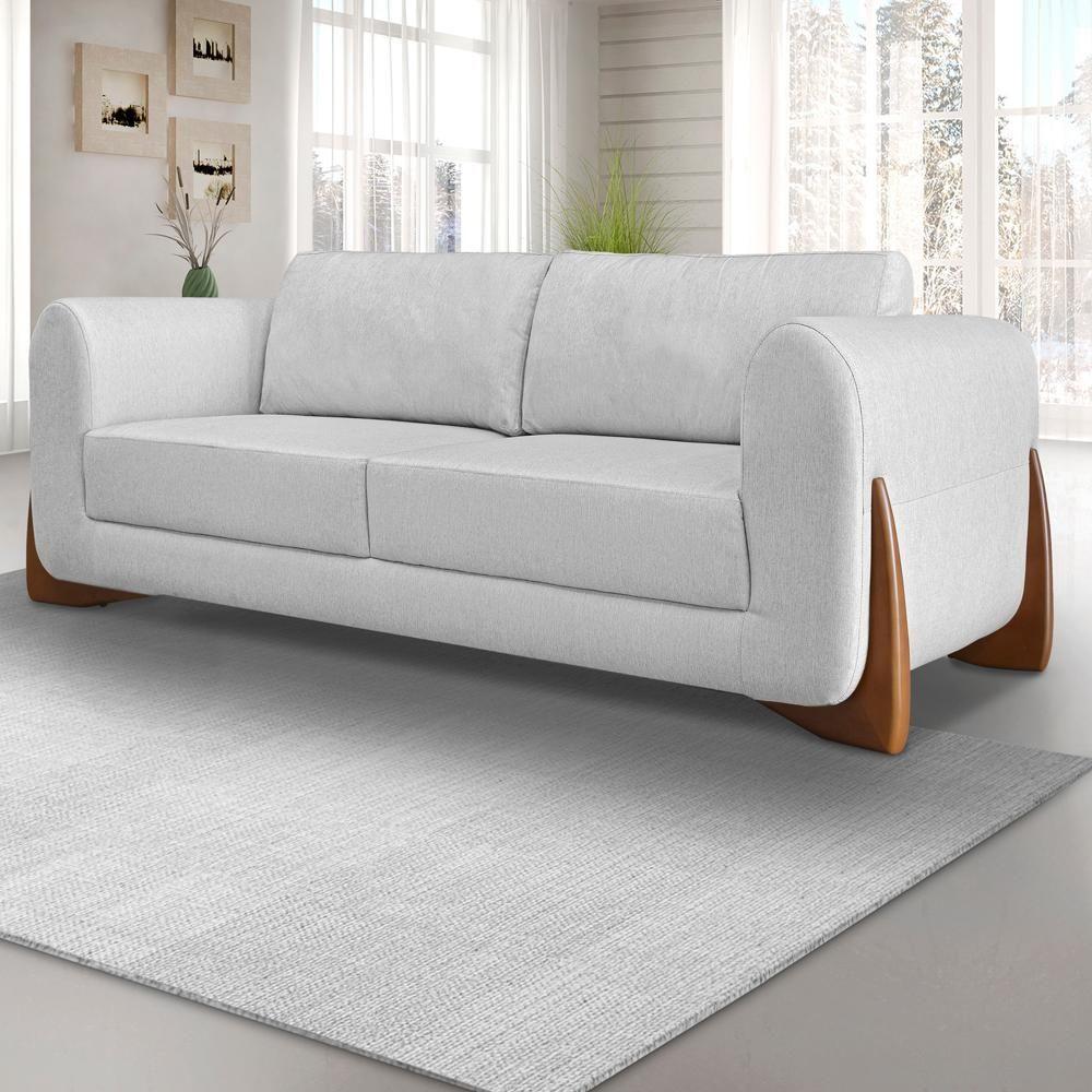 Sofa Jolie 2 Lugares 160cm Pes Boomerang Linho 211 Grigio Ezz Grigio