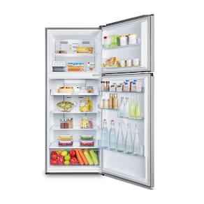 Miniatura Refrigerador Duplex 379L Hisense RT3N375 Frost Free Inverter Portas Planas Prateleiras de Vidro Inox 110V