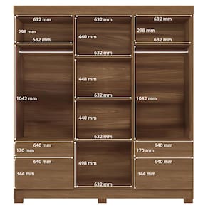 Guarda-Roupa Casal Santos Andirá Curitiba com 8 Portas, 4 Gavetas e 5 Prateleiras – 194,4cm de largura Jatoba