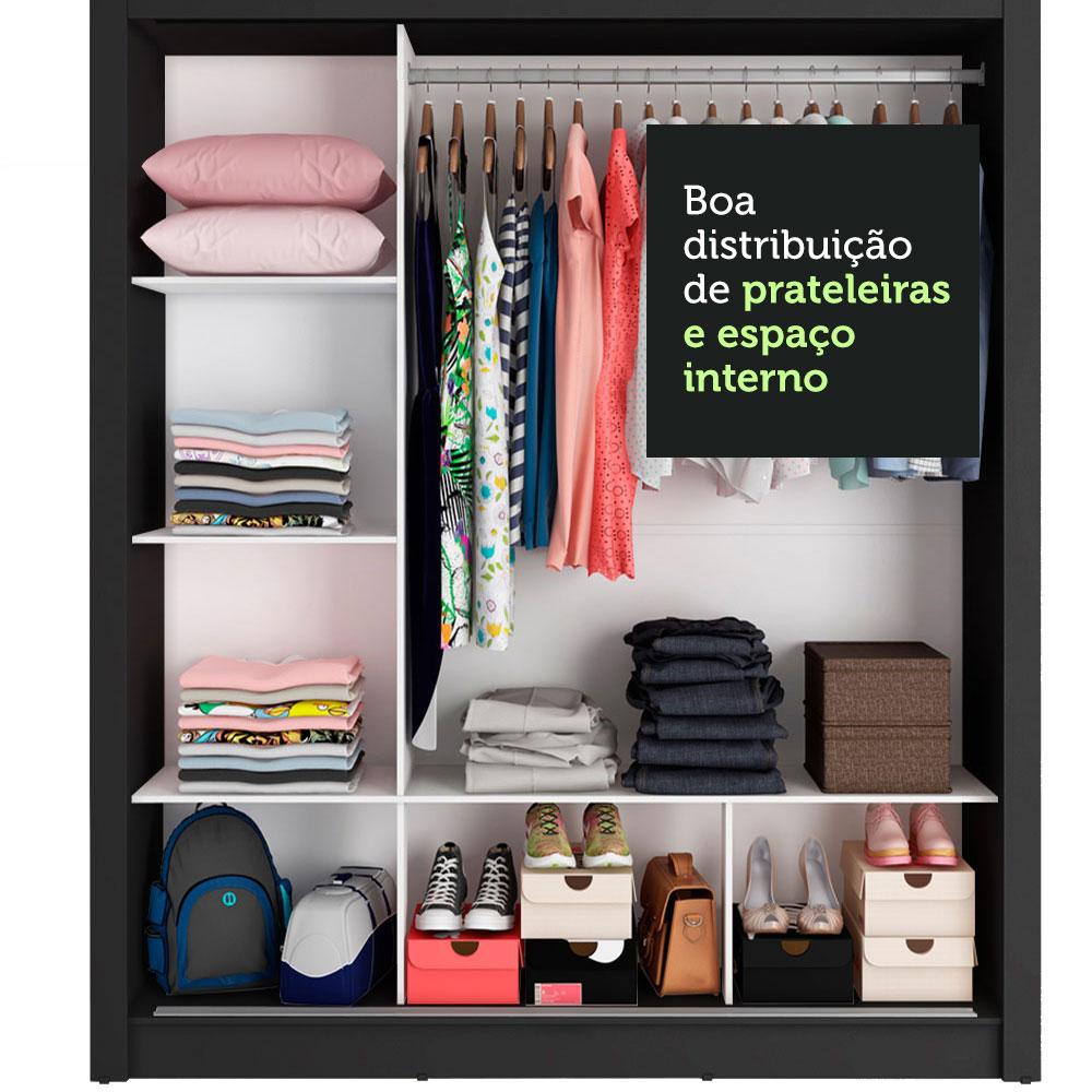 Guarda Roupa Casal Madesa Mônaco 3 Portas de Correr - Preto Preto
