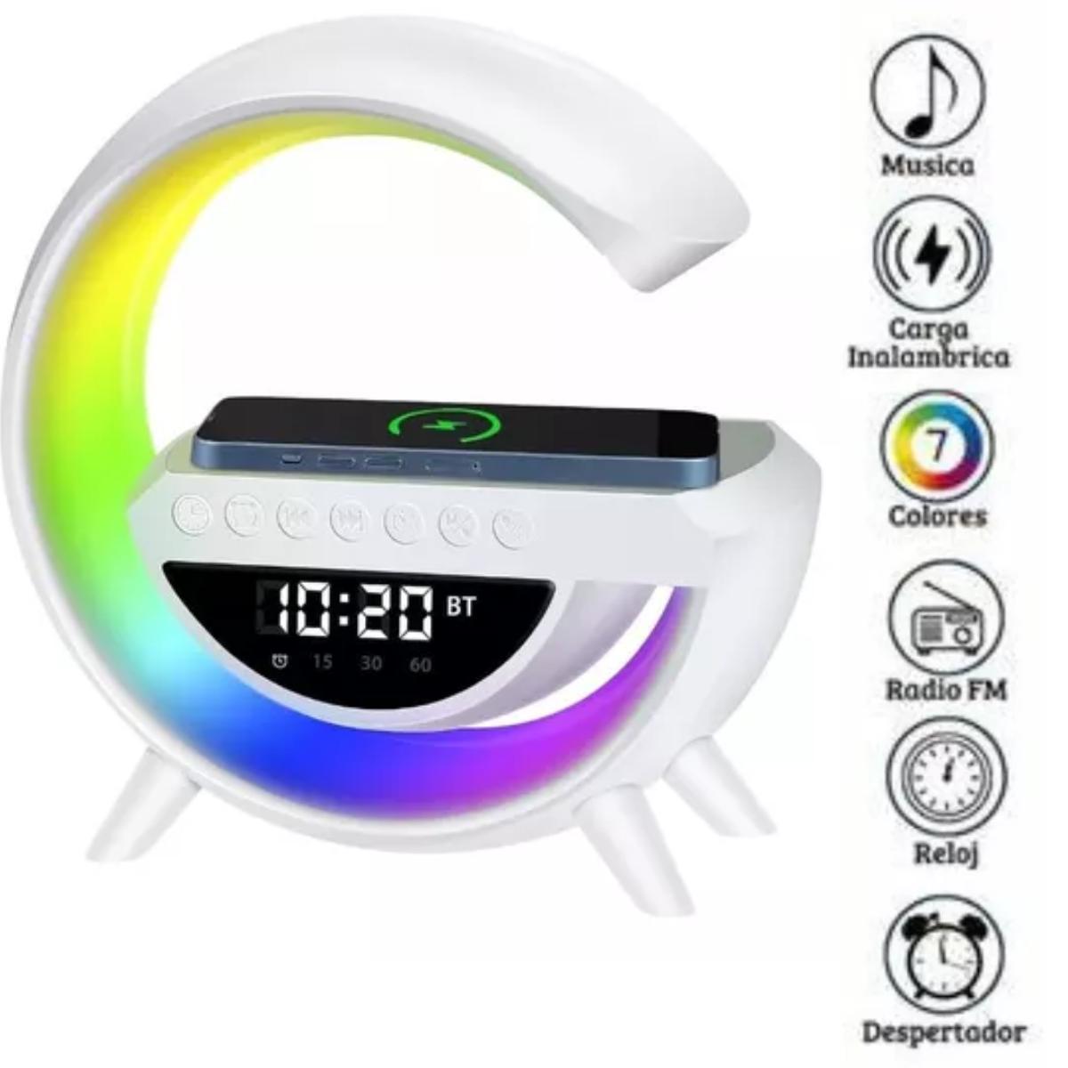 Miniatura Luminária G Speaker Carregador Indução Relógio Despertador