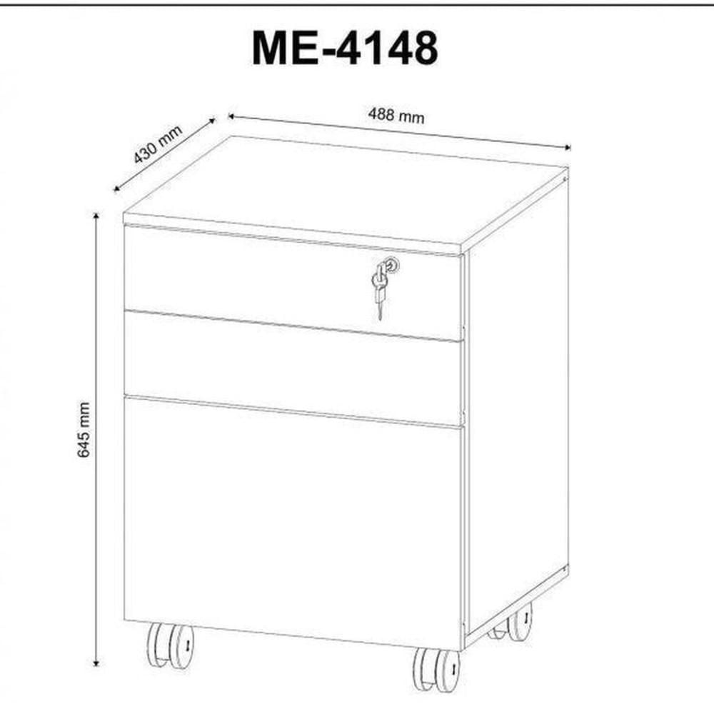 Miniatura Kit 2 Gaveteiros com Chave 3 Gavetas Charme Branco