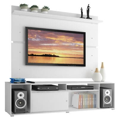 Miniatura Rack Madesa Cancun e Painel para TV até 65 Polegadas - Branco Cor:Branco