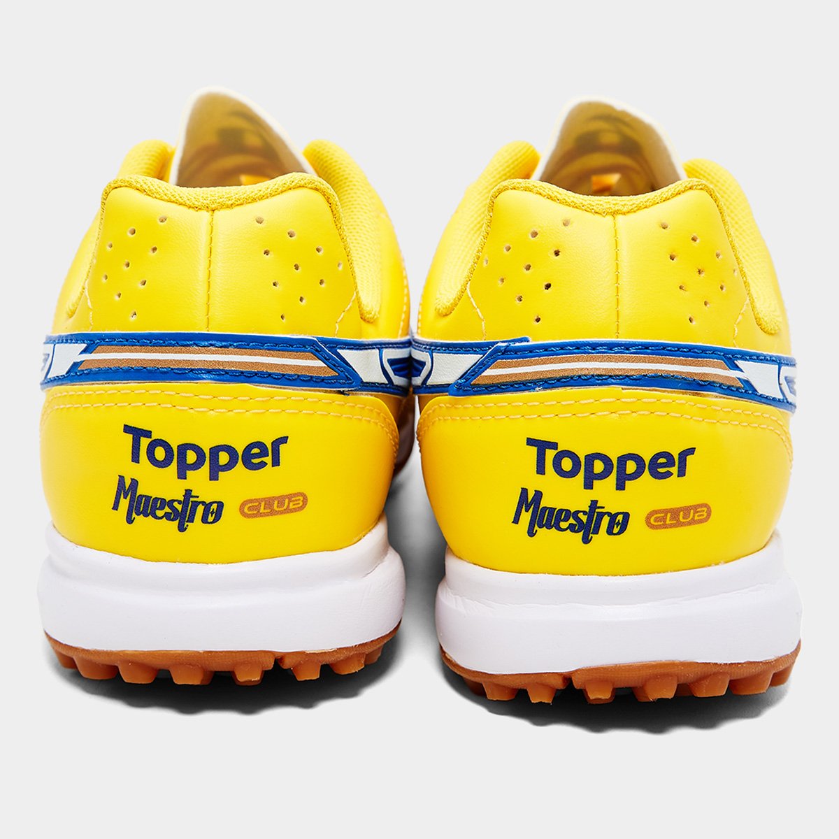 Miniatura Chuteira Society Topper Maestro Club V Prisma Unissex Amarelo+Azul - 38