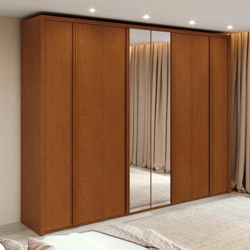 Miniatura Guarda-roupa Casal 100% Mdf 8 Portas Easy Glow Com Espelhos Frassino