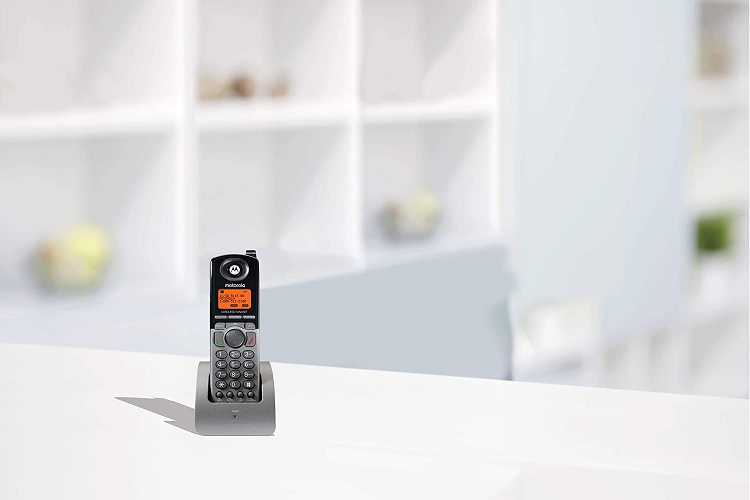 Miniatura Motorola Telefone sem Fio, c/ expansão de 4 linhas e secretária eletrônica, 3 unidades, preto.