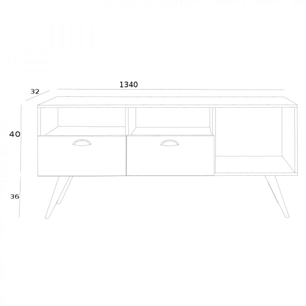 Miniatura Aparador 2 Portas 2 Prateleiras Vintage Estilare Preto