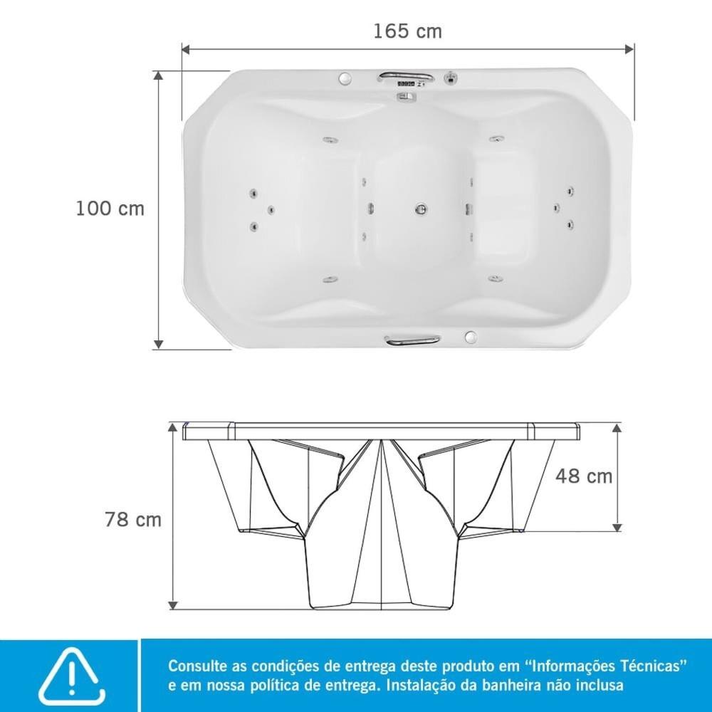 Miniatura Banheira Ofurô Zen Maggiore Gran Luxo com Aquecedor Astra 165 Cm - 300 Litros - P3 - 220v Branco