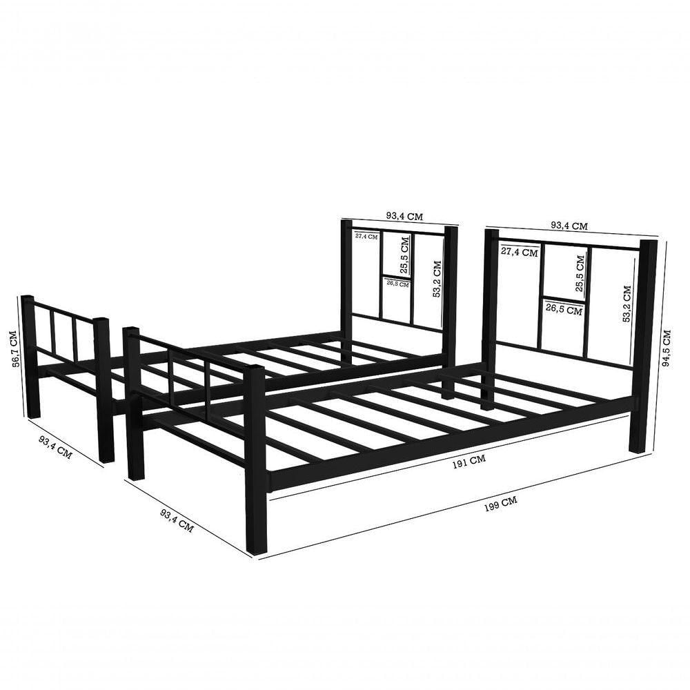 Miniatura Beliche Em Aço Atenas 2 Camas- Preto Cor:preto