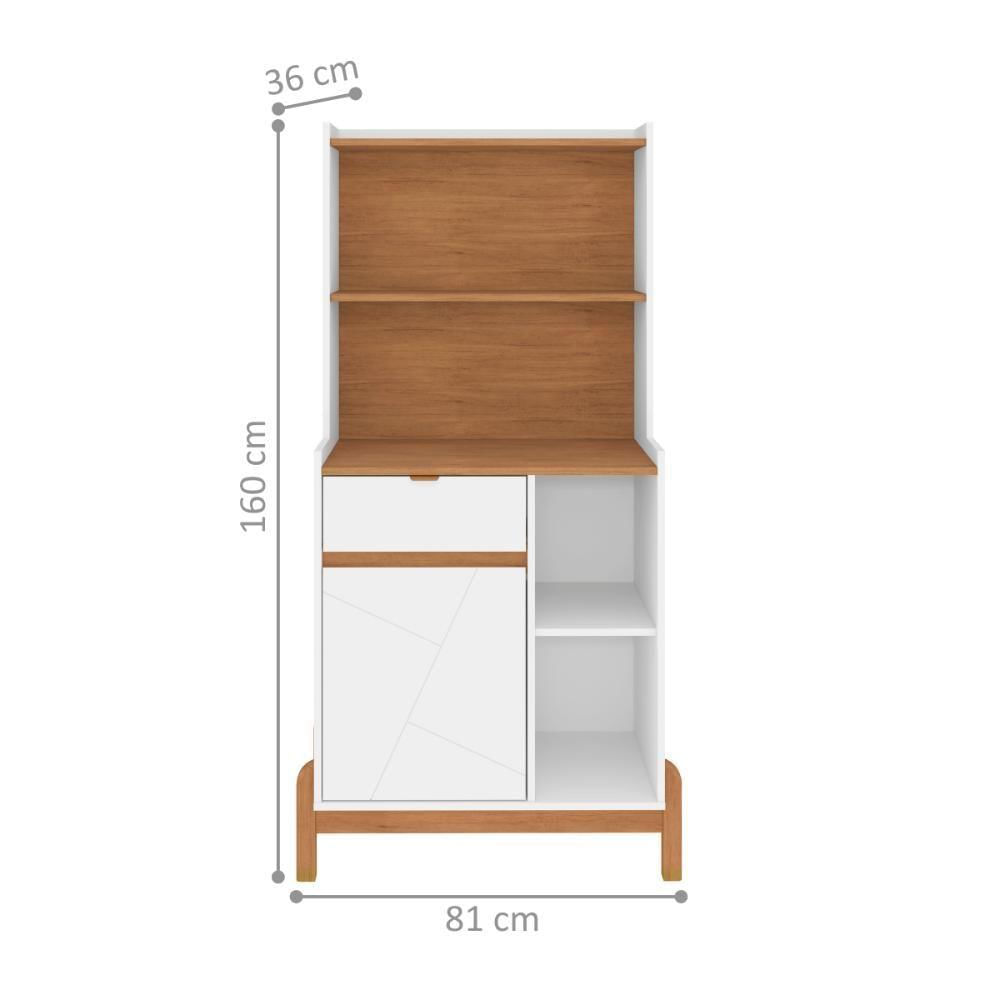 Miniatura Aparador Café 1 Porta E 1 Gaveta Kyoto Branco Cedro