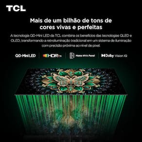 Miniatura Smart TV 55” TCL 55C6K 4K QD-Mini Led 144Hz Sistema Operacional Google TV