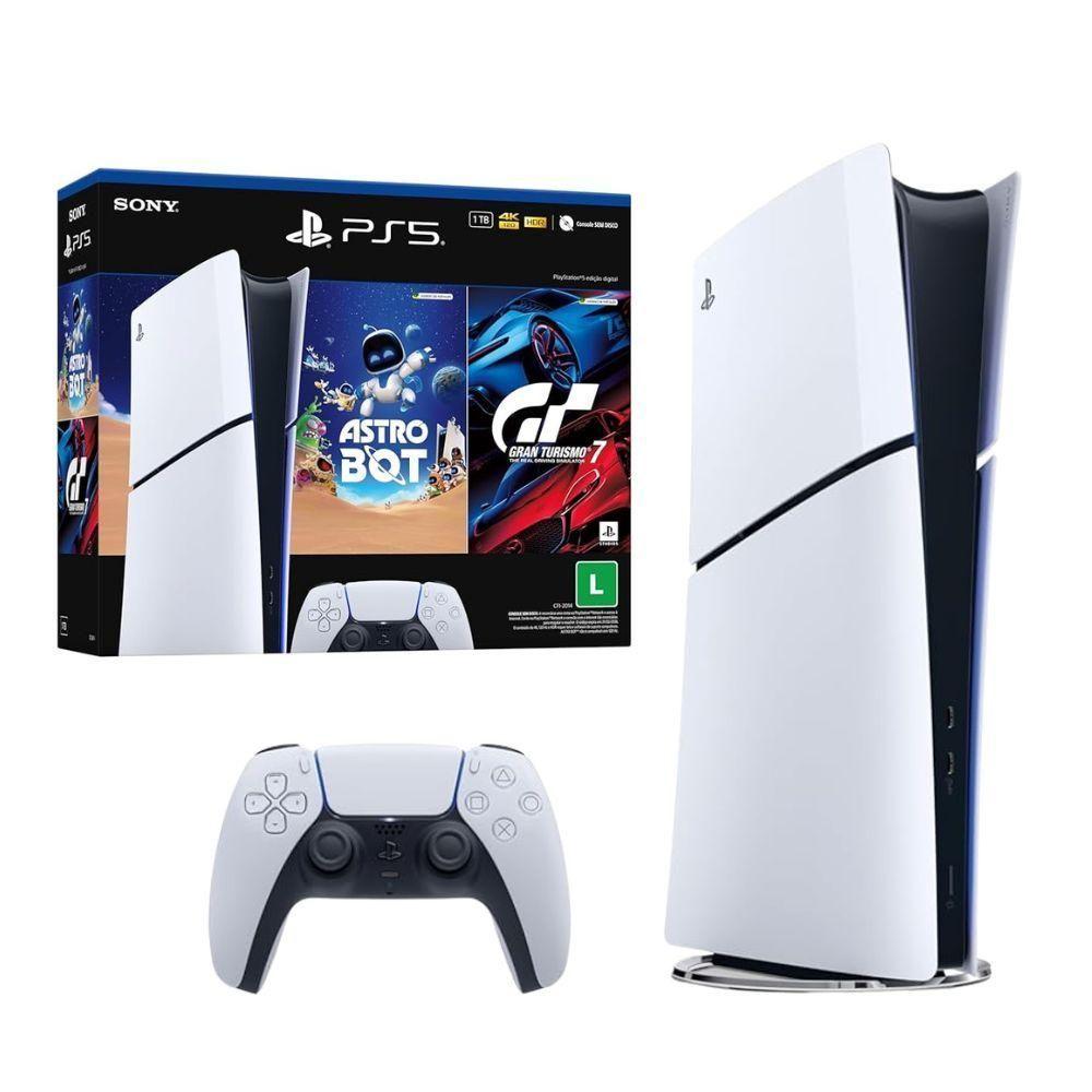 Miniatura Console Playstation 5 Slim Edição Digital 825GB Com 2 Jogos Branco