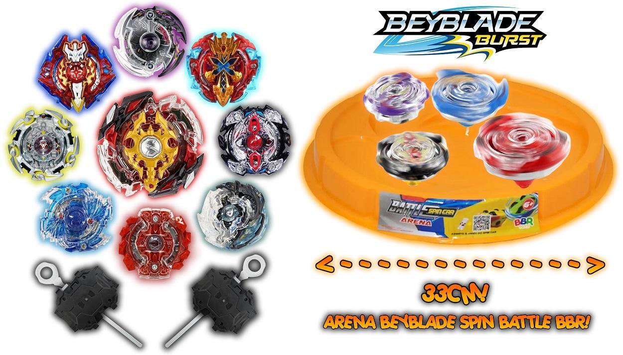 Miniatura Arena Beyblade + 2 Beyblade Burst 2 Lançador Rantaro Daigo