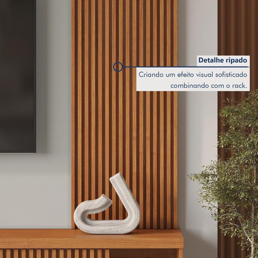 Estante Home para Tv de Ate 75 Polegadas 2 Portas 100% Mdf 220 Cm Valencia New Naturalle/Off White