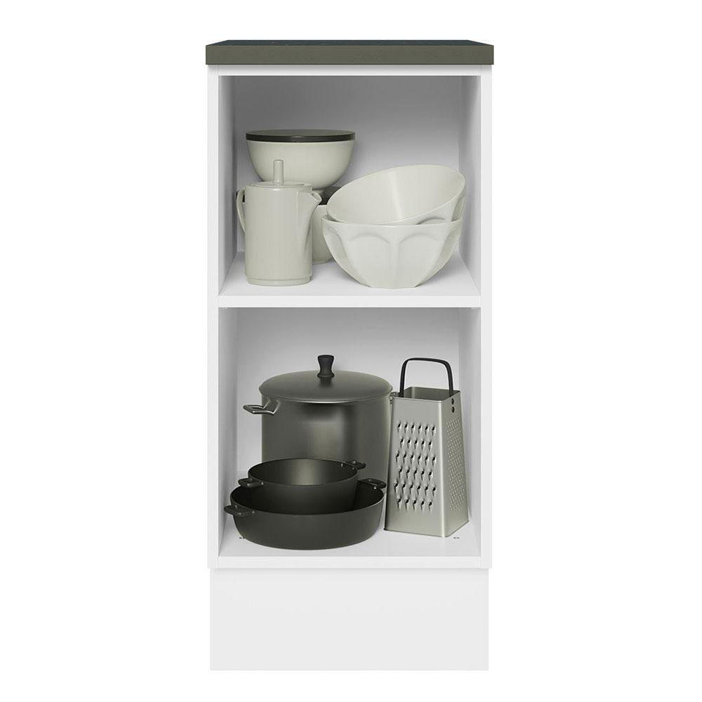 Miniatura Balcão Armário de Cozinha 100% MDF 35 cm 1 Porta Branco Preto Acordes Madesa Branco/Preto
