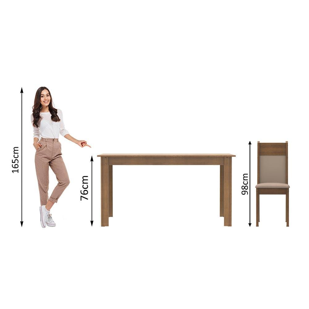Miniatura Conjunto Sala de Jantar Havana Madesa Mesa Tampo de Madeira com 4 Cadeiras Rustic/Crema/Pérola