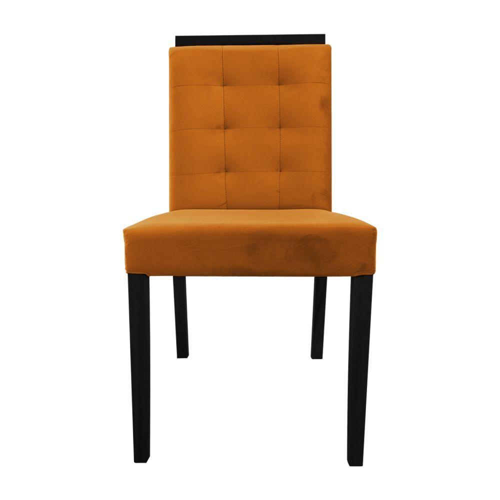 Miniatura Kit 2 Cadeiras De Jantar Vitória Estofado Veludo Terracota Base Madeira Maciça Preto