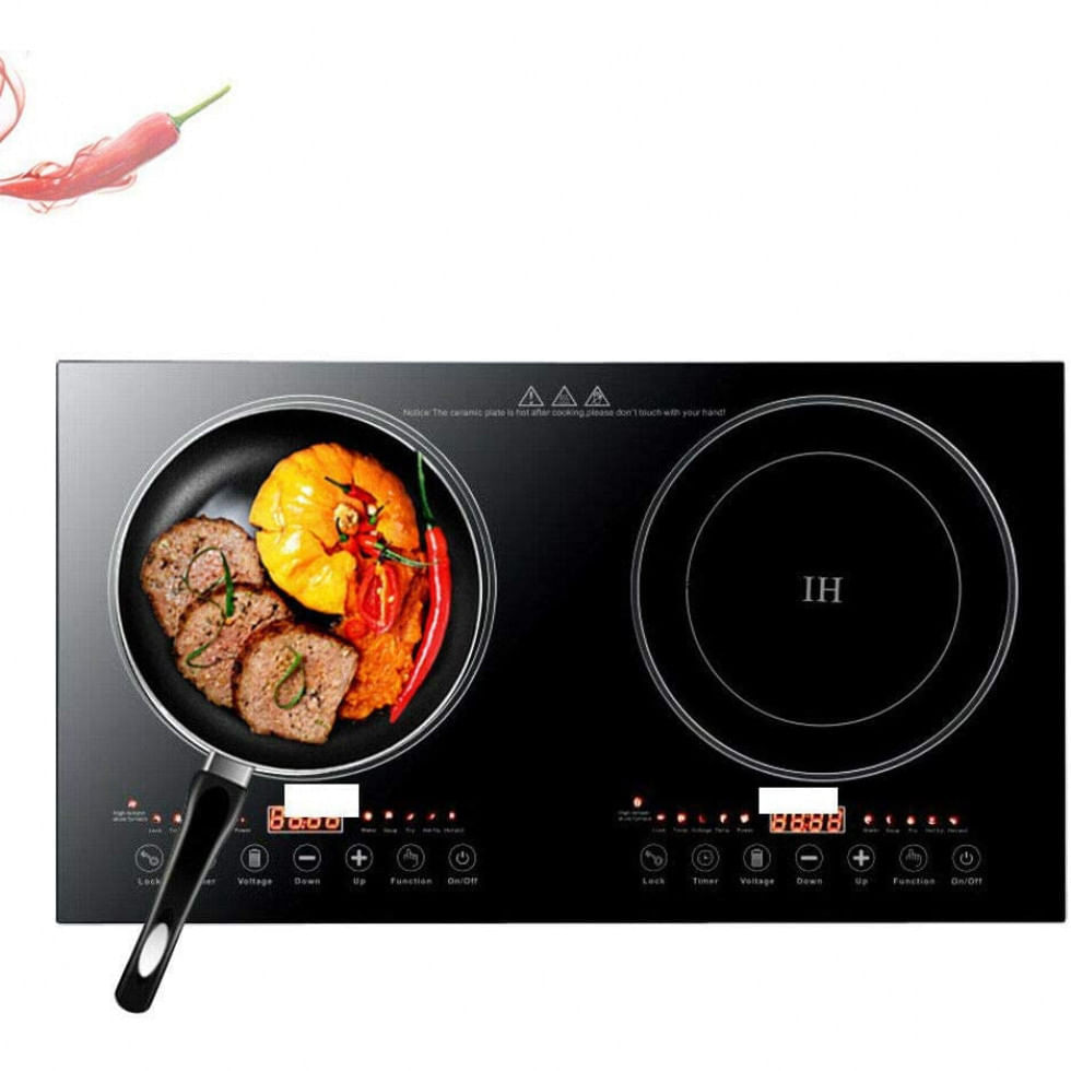 Cooktop de Indução de Embutir LOYALHEARTDY 2 Queimadores, 110V 1200W, Preto