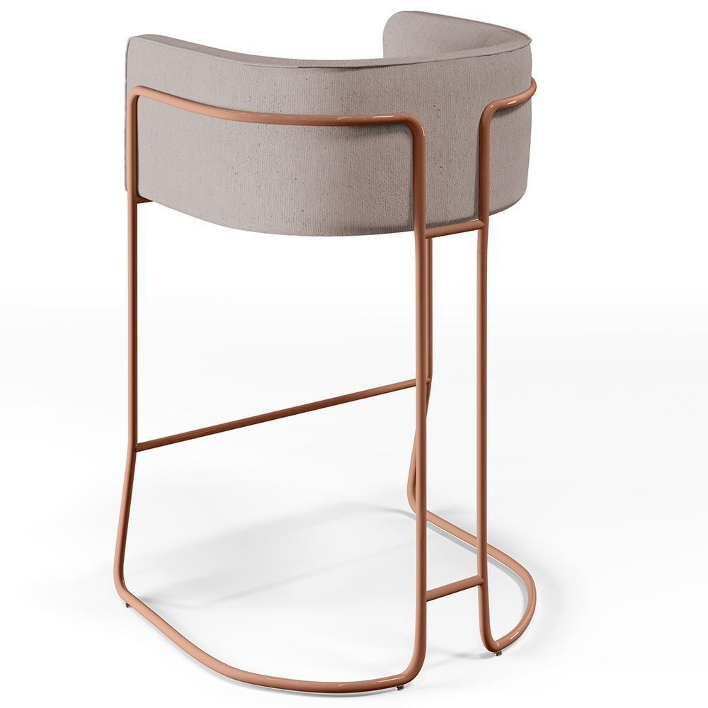 Miniatura Banqueta Decorativa Base De Aço Cobre Betina D02 Bege C-107