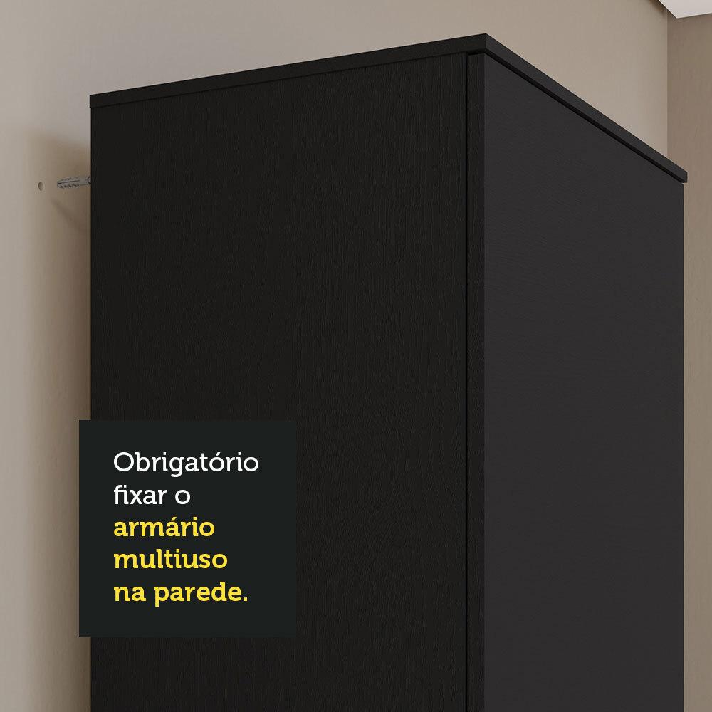 Armário Multiuso 60 cm 1 porta Preto Madesa Preto