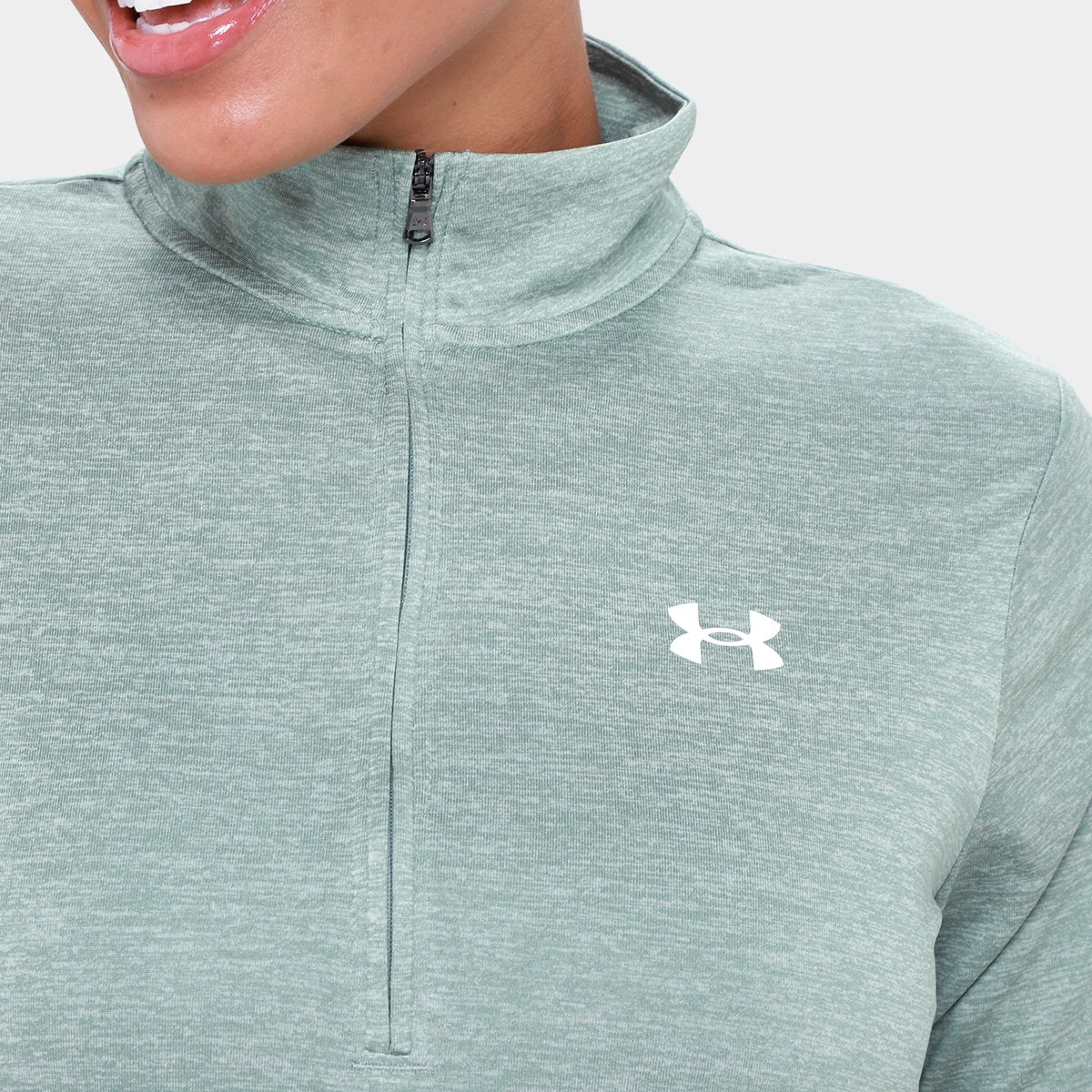 Miniatura Blusa Under Armour Tech Zip Feminina Verde+Branco - GG