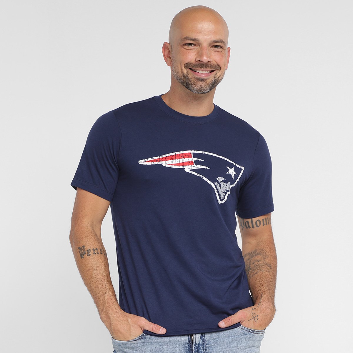 Miniatura Camiseta NFL New England Patriots Nike Masculina Marinho+Vermelho - G