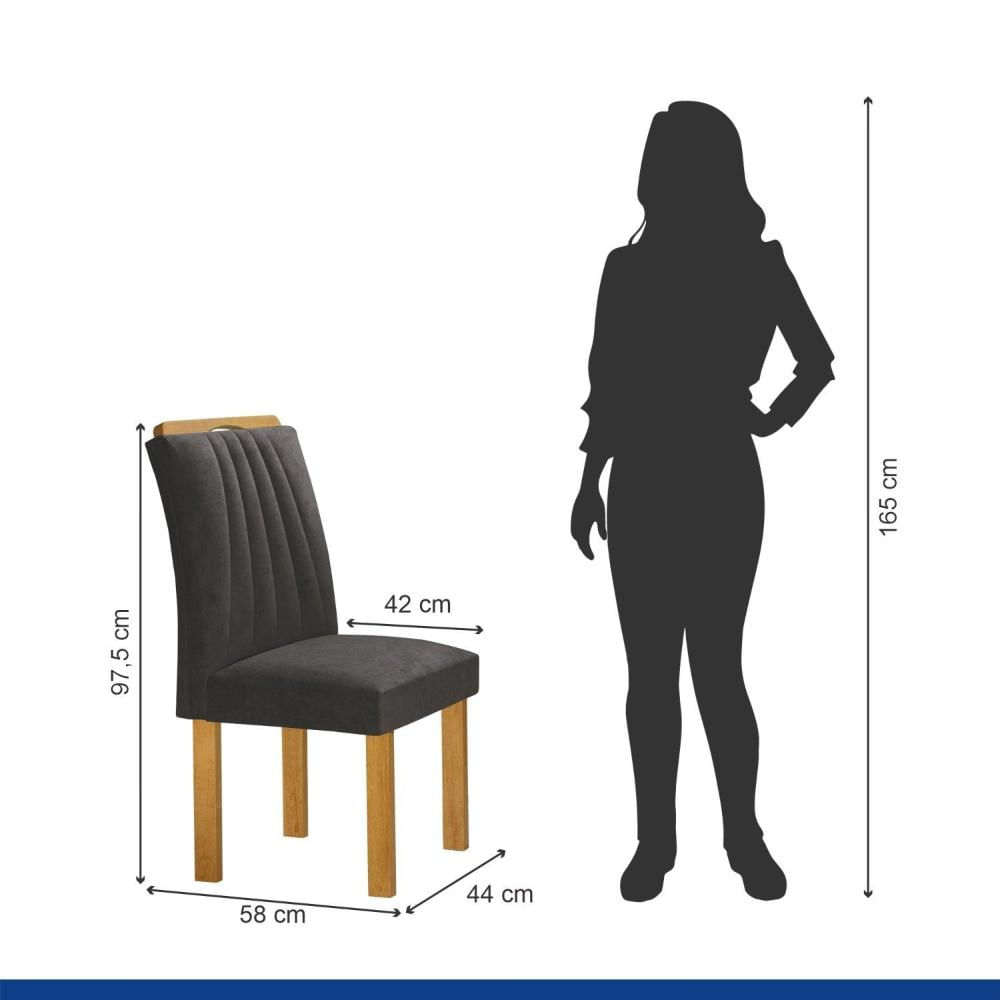 Miniatura Conjunto Mesa Bella Ripada 120cm com Painel Espelhado Tampo Bella com Vidro 4 Cadeiras Arizona Cinamomo/Off White/Boucle Cinza