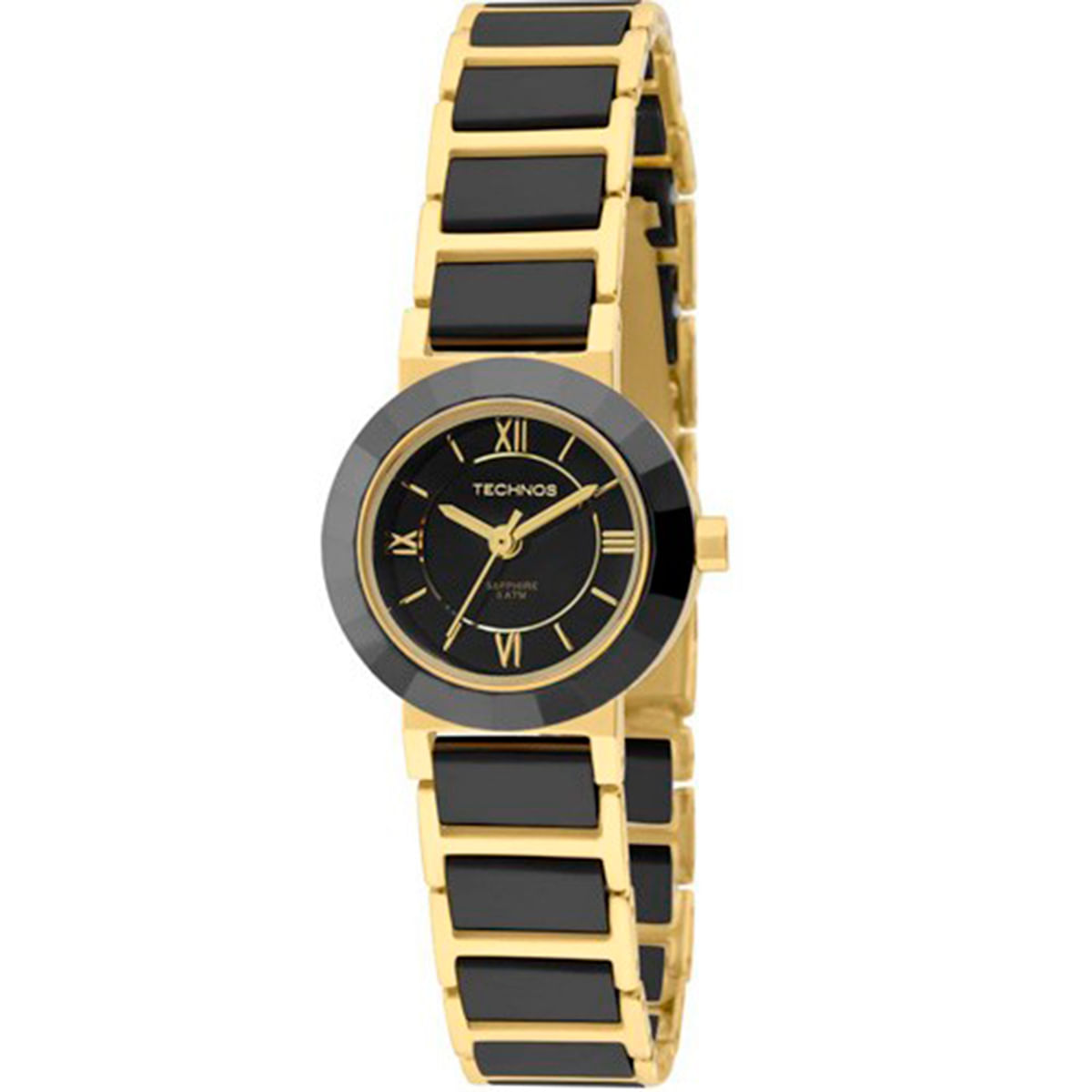 Miniatura Relógio Feminino Michael Kors Preto e Dourado 23mm WR 50m