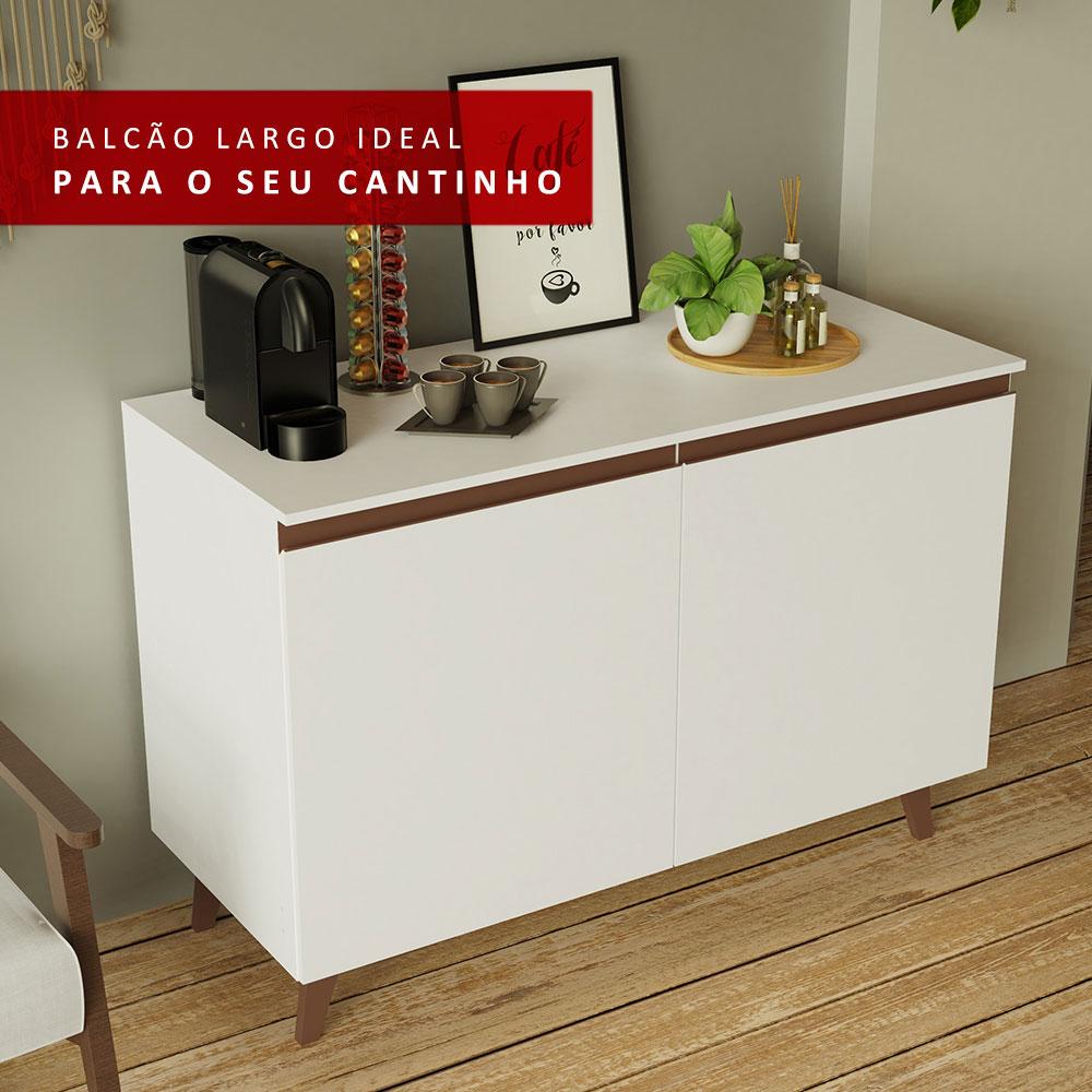 Balcão Armário de Cozinha Cantinho do Café 2 Portas Branco Reims Madesa Branco