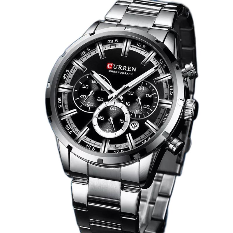 Miniatura Relógio Masculino Curren Pulseira De Aço Cronômetro Luxo