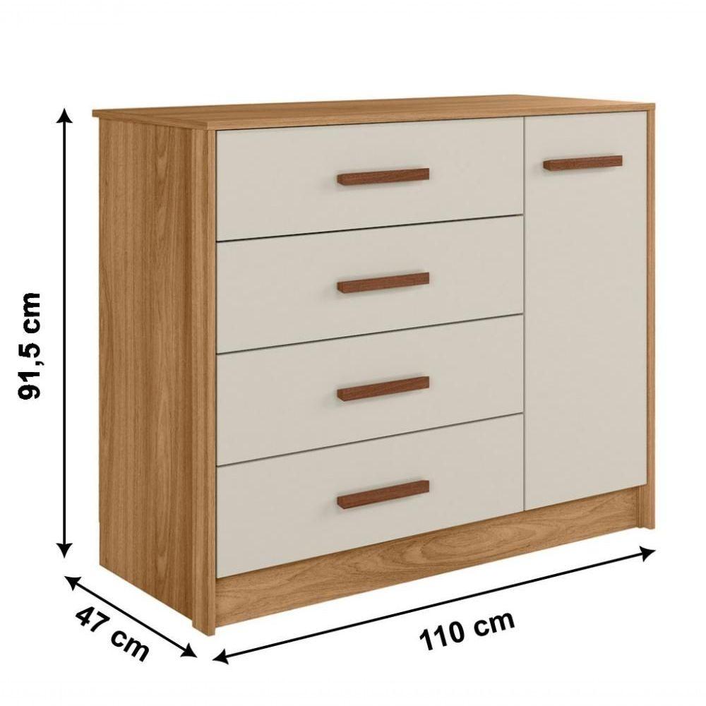 Miniatura Comoda Infantil 04 Gavetas 01 Porta 4250 Nature Off White Plla Nature Off White